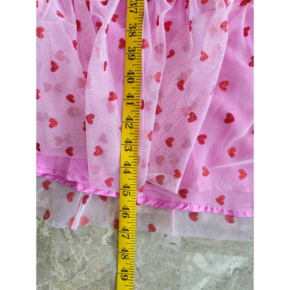NEW Betsey Johnson Pink Glitter Heart Tulle Valentine Corset Dress Tiered 12 - Picture 7 of 9